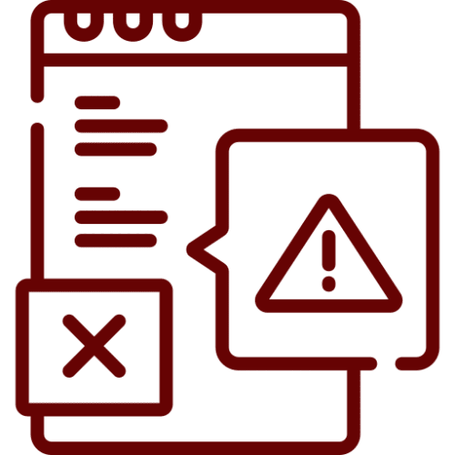 Alert and error icon on document background.