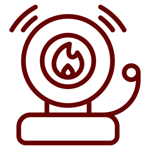 Fire alarm icon with bell illustration.