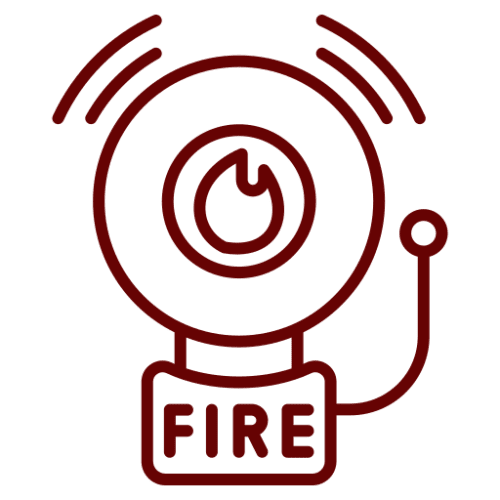Fire alarm icon with flame symbol.