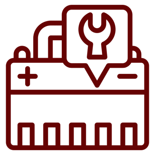 Battery icon with wrench symbol.