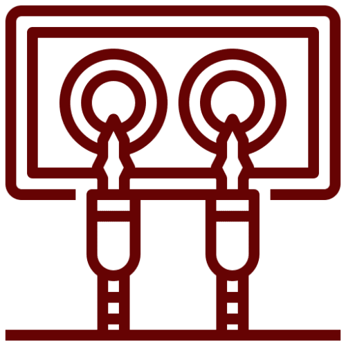 Two audio jacks in a circuit design.