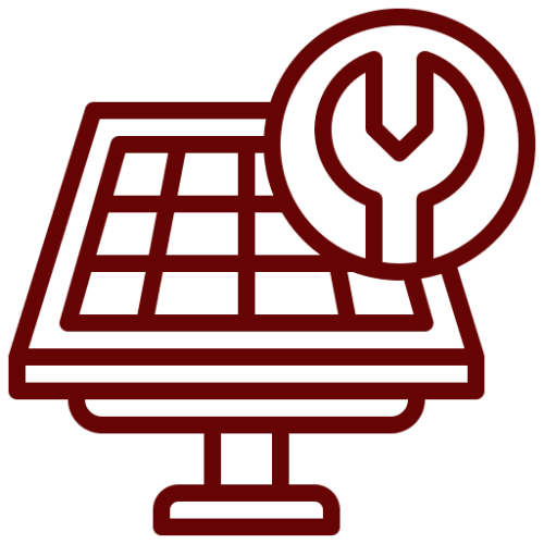 Solar panel with wrench icon.