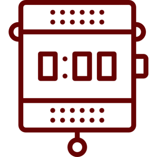Digital countdown timer in red outline.