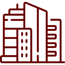 Stylized red city skyline illustration