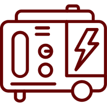 Red generator icon with lightning bolt.